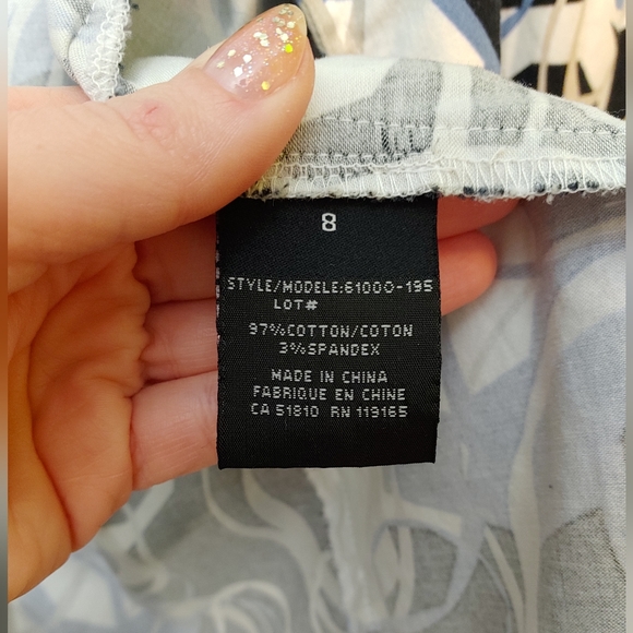 Tribal Button Up Coat Jacket 3/4 Sleeve Belted Trench Geometric Blue Size 8 - Picture 8 of 10